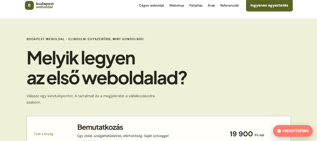 Budapest Weboldal céges weboldalcsomagok és ajánlatkérés
