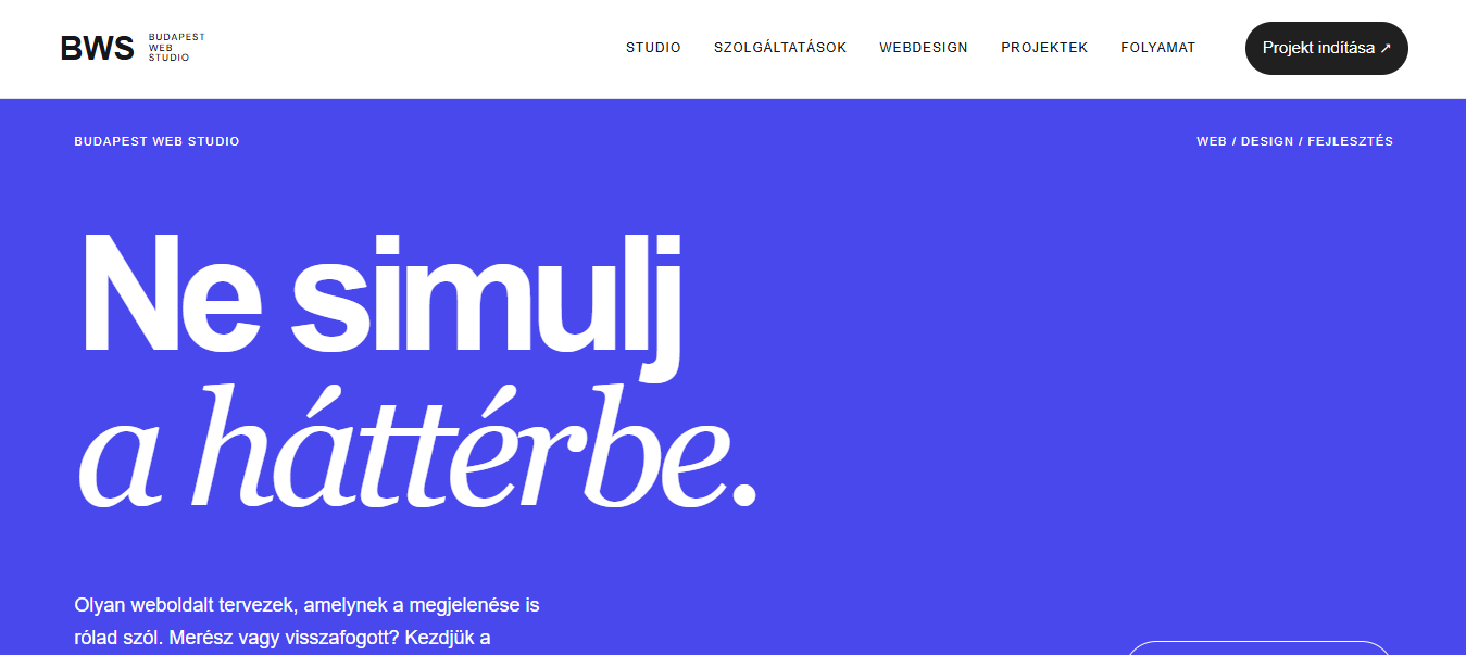 Budapest Web Studio egyedi webdesign és webfejlesztési oldal