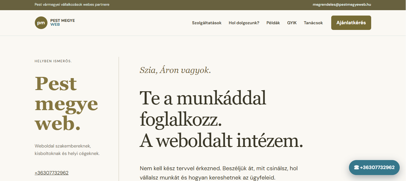 Pest Megye Web helyi vállalkozói weboldalkészítés