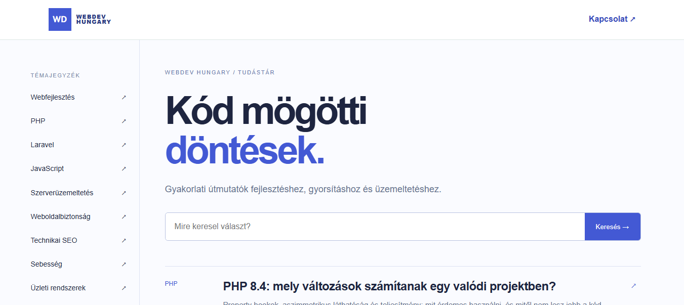 WebDev Hungary magyar webfejlesztési tudástár
